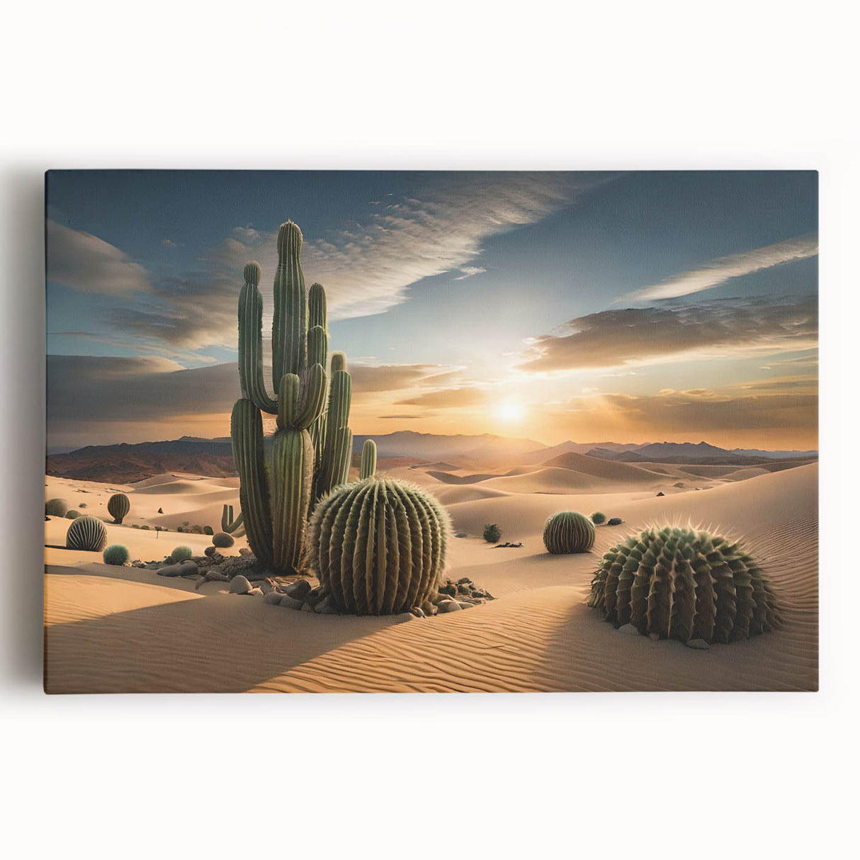 Vibrant botanical cactus wall art collection featuring a colorful design on stretched canvas, perfect for adding a modern touch to home decor. Ideal for plant lovers.