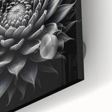 Close-up of a vibrant botanical wall art design showcasing intricate cactus illustrations in vivid greens and yellows, set against a sleek acrylic glass background for a modern aesthetic.