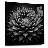 Acrylic glass wall art featuring a botanical cactus design, showcasing intricate details and vibrant colors, perfect for modern home decor. Side view highlights its sleek edges and premium finish.