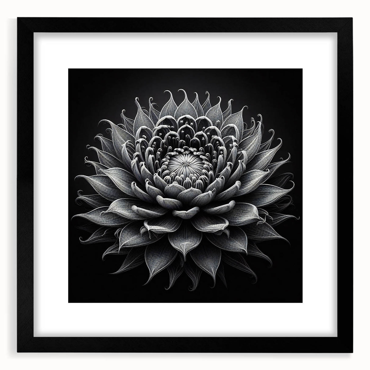 Framed botanical wall art showcasing a vibrant cactus design with a black frame and mat, perfect for modern home decor or office spaces.