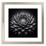 Botanical cactus wall art in a sleek silver frame with a mat, showcasing vibrant floral designs, perfect for modern home decor and nature lovers.