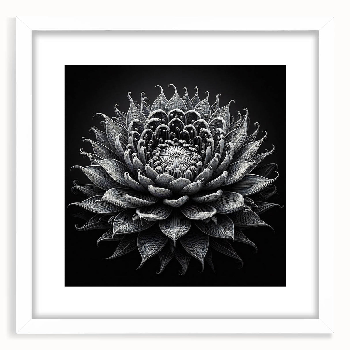 Botanical wall art collection featuring a framed cactus design with a white mat, showcasing vibrant green hues and intricate detailing, perfect for home decor.