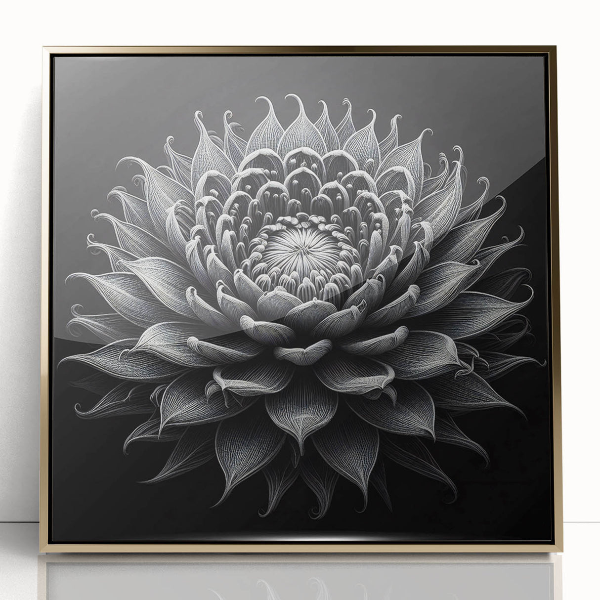 Framed wall art featuring a botanical cactus design with vibrant colors, set in an elegant gold frame, perfect for home decor and modern interiors.