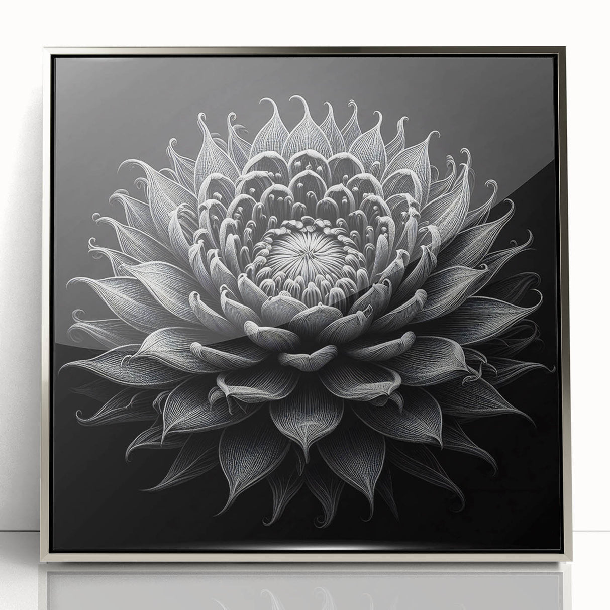 Framed wall art featuring a botanical cactus design in vibrant colors, set in a sleek silver frame. Ideal for modern home decor, adding a touch of nature.