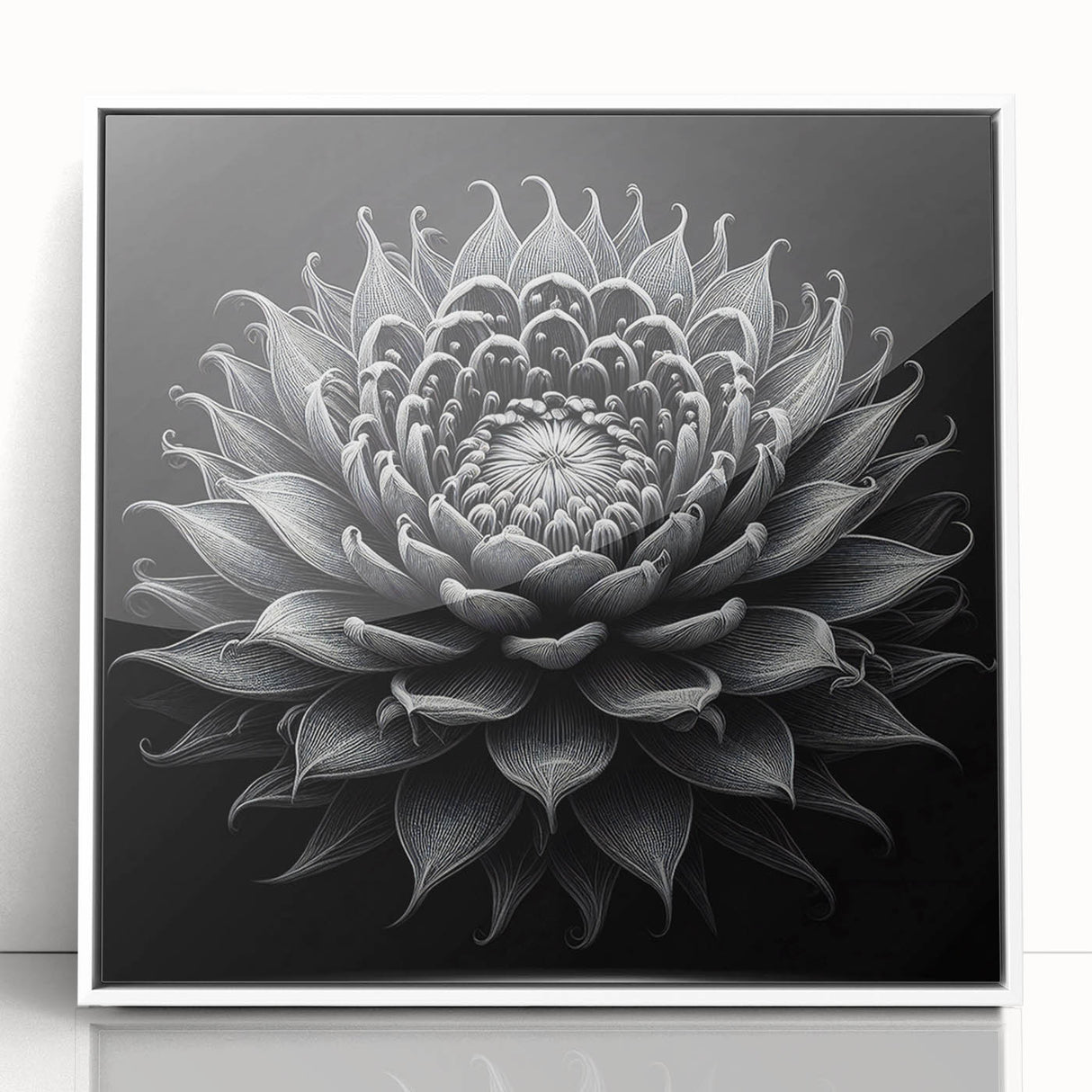Framed wall art showcasing a botanical design of cacti in vibrant colors, featuring a sleek white frame, ideal for modern home decor. Perfect for adding a touch of nature to indoor spaces.