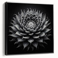 Framed canvas wall art showcasing a botanical cactus design, featuring vibrant green hues and intricate details, presented in a sleek black frame, ideal for modern decor.