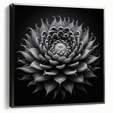 Framed canvas wall art showcasing a botanical cactus design, featuring vibrant green hues and intricate details, presented in a sleek black frame, ideal for modern decor.