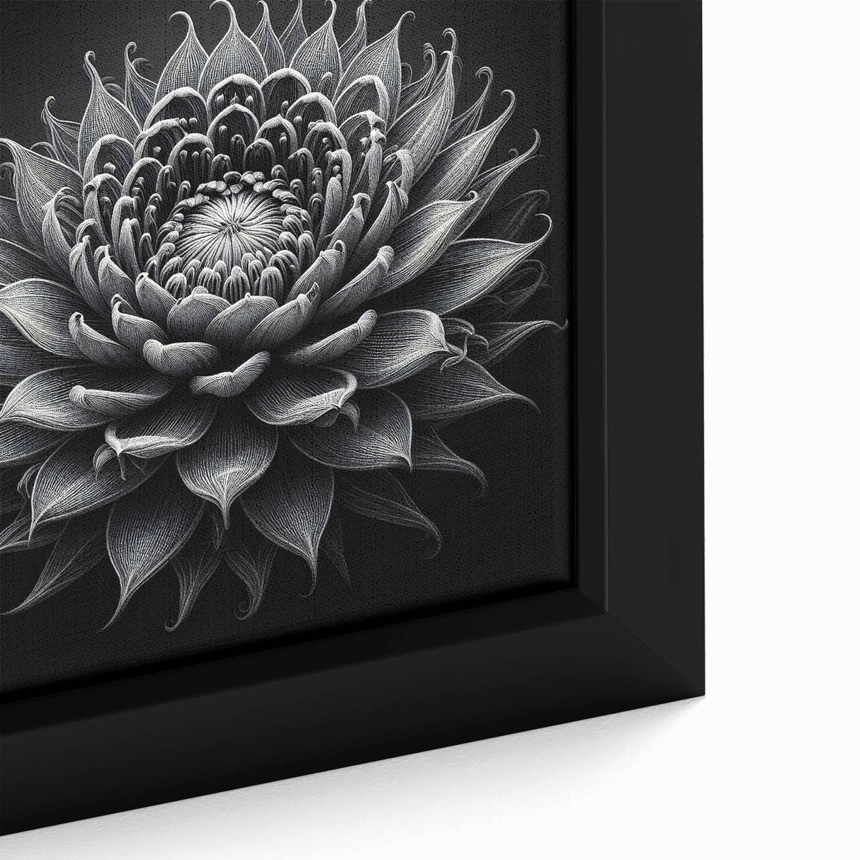 Close-up view of a framed botanical cactus wall art design showcasing intricate details and vibrant colors, perfect for modern home decor or office spaces.