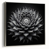 Framed wall art showcasing a botanical cactus design with vibrant colors and intricate details, set in a sleek silver frame, perfect for modern decor.