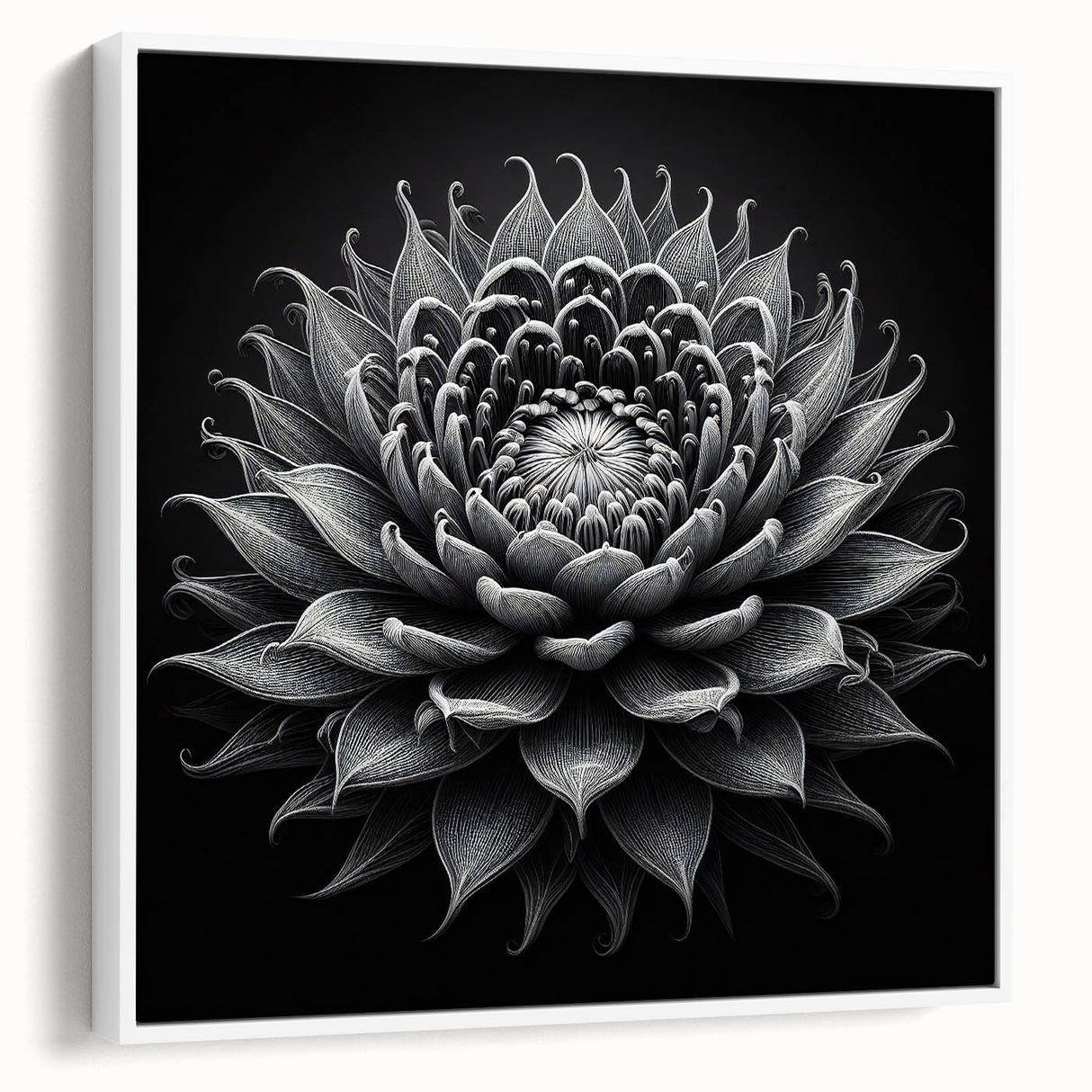 Framed wall art featuring a botanical cactus design, showcasing vibrant green hues and intricate details against a white background, perfect for modern decor.