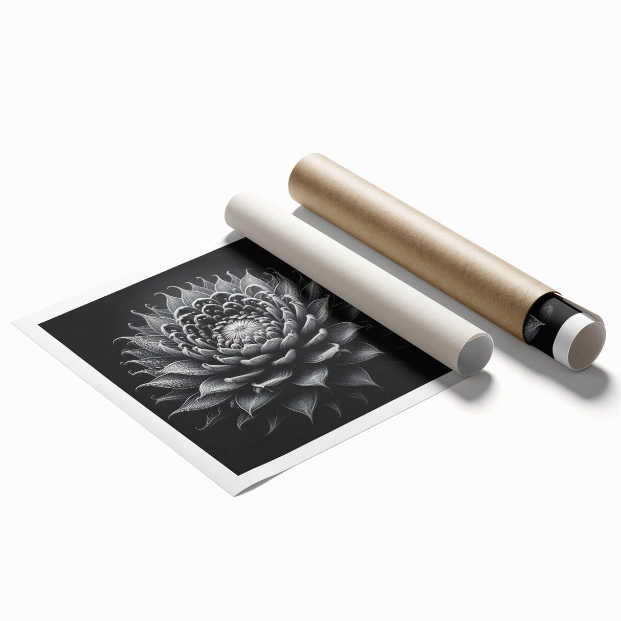 Vibrant botanical wall art print featuring a detailed cactus design, showcasing intricate textures and colors, rolled for easy framing and display.