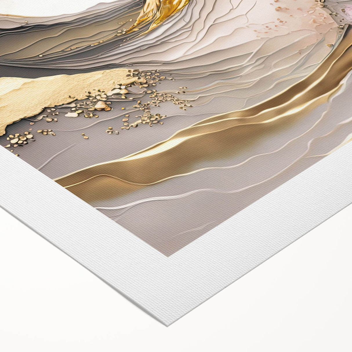 Cherry blossom wall art design on rolled canvas, showcasing delicate pink flowers against a soft cream background, perfect for home decor or floral-themed interiors.