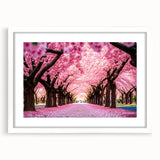 Framed botanical wall art featuring delicate cherry blossom design with a white mat, perfect for adding a serene touch to home decor.