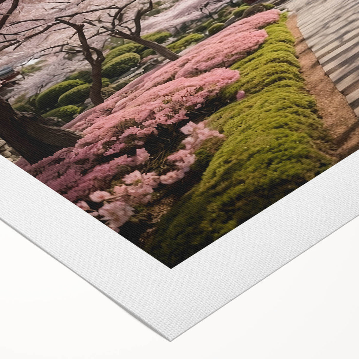 Rolled canvas wall art showcasing a stunning cherry blossom botanical design, featuring soft pink flowers and delicate branches against a light background, perfect for adding elegance to any space.