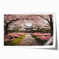 Cherry blossom botanical wall art print showcasing delicate pink flowers on a soft beige background, rolled for easy framing and display. Perfect for enhancing home decor.