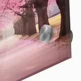 Close-up of a botanical cherry blossom wall art piece featuring delicate pink flowers and intricate details, designed for modern home decor and aesthetic appeal.