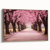 Framed wall art showcasing a botanical cherry blossom design on a textured canvas, featuring elegant gold accents, perfect for enhancing home decor.