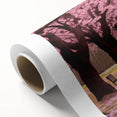 Rolled canvas artwork showcasing a vibrant cherry blossom botanical design in soft pink and white hues, perfect for home decor and adding a touch of nature.