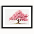 Framed black wall art showcasing a vibrant botanical cherry blossom design with intricate details and a white mat, perfect for home decor enhancement.
