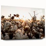 Acrylic-glass wall art featuring a floral botanical design on cotton fabric, showcasing vibrant colors and intricate details, ideal for home decor.