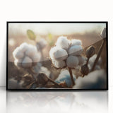 Framed botanical wall art showcasing a vibrant floral design on cotton fabric, featuring a sleek black frame, ideal for home decor and nature enthusiasts.