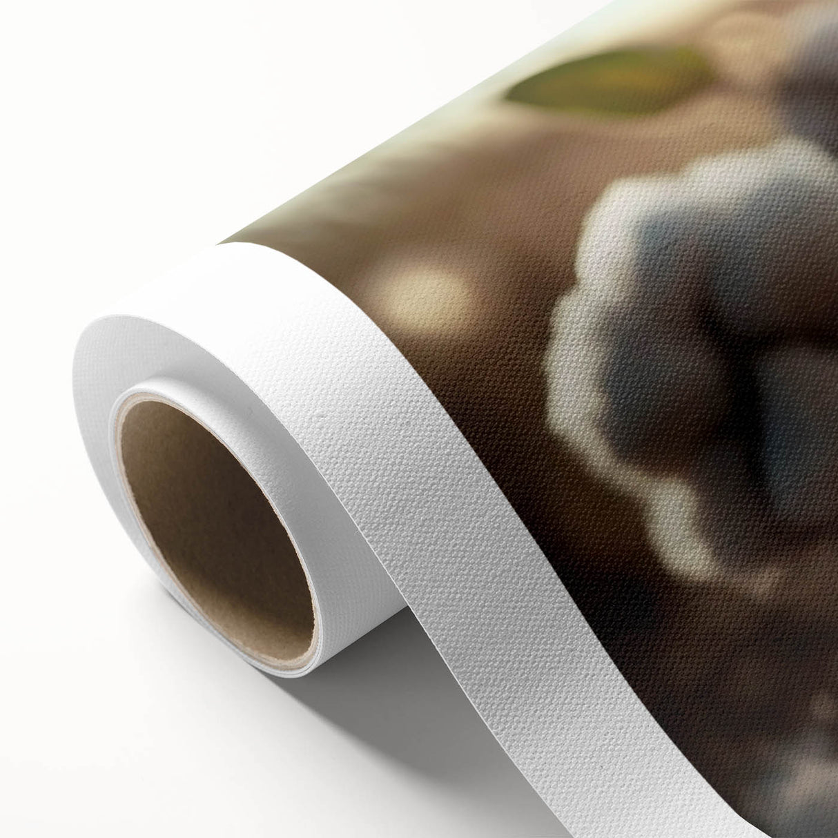 Rolled canvas showcasing a vibrant botanical floral design with intricate details and a textured finish, ideal for enhancing home decor and wall aesthetics.