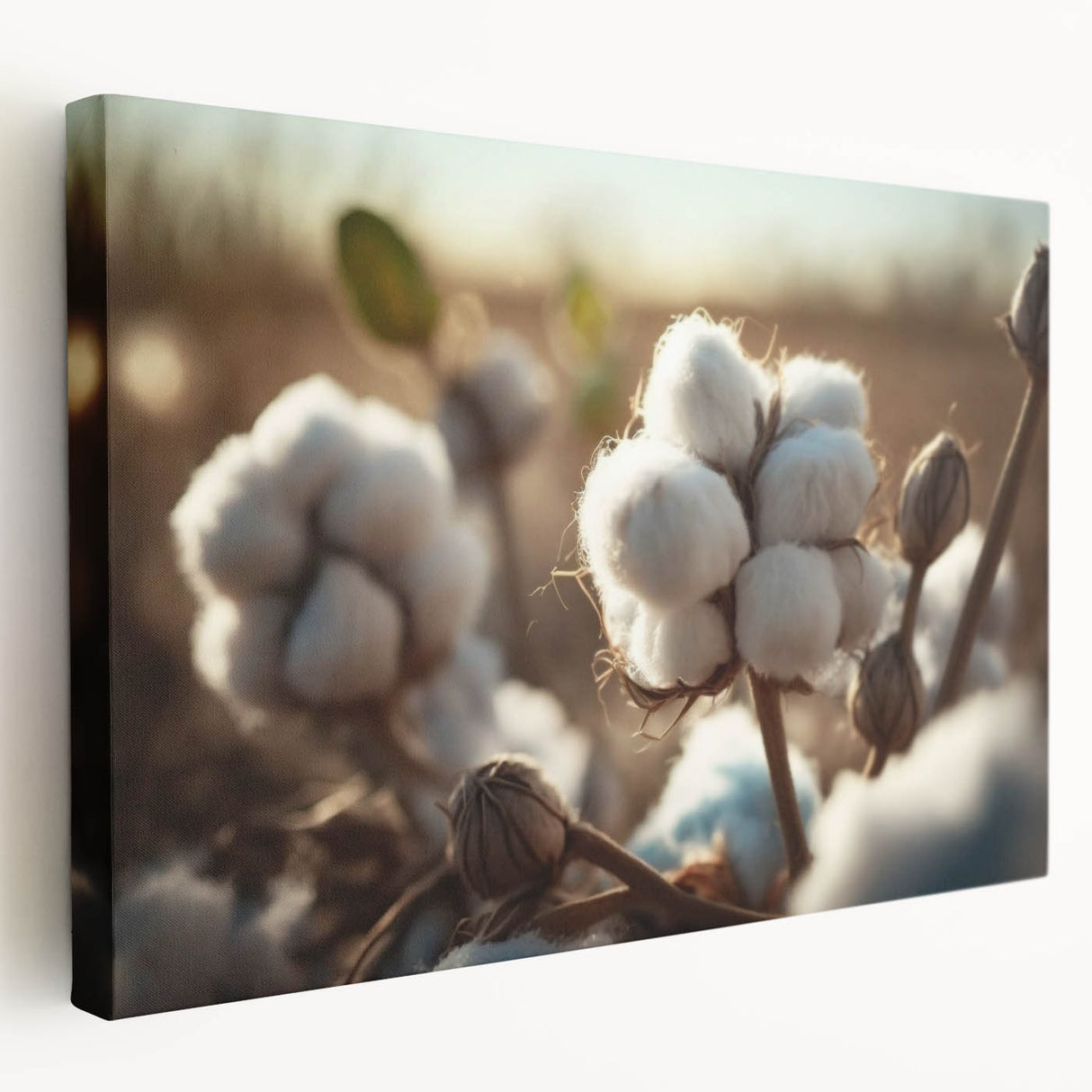 Stretched canvas wall art featuring a vibrant floral botanical design in rich colors, showcasing intricate details and textures, perfect for home decor enhancement.