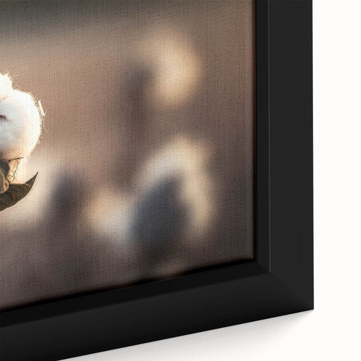 Close-up of a framed botanical wall art piece showcasing vibrant flowers on cotton fabric, highlighting intricate details and colors, perfect for home decor.