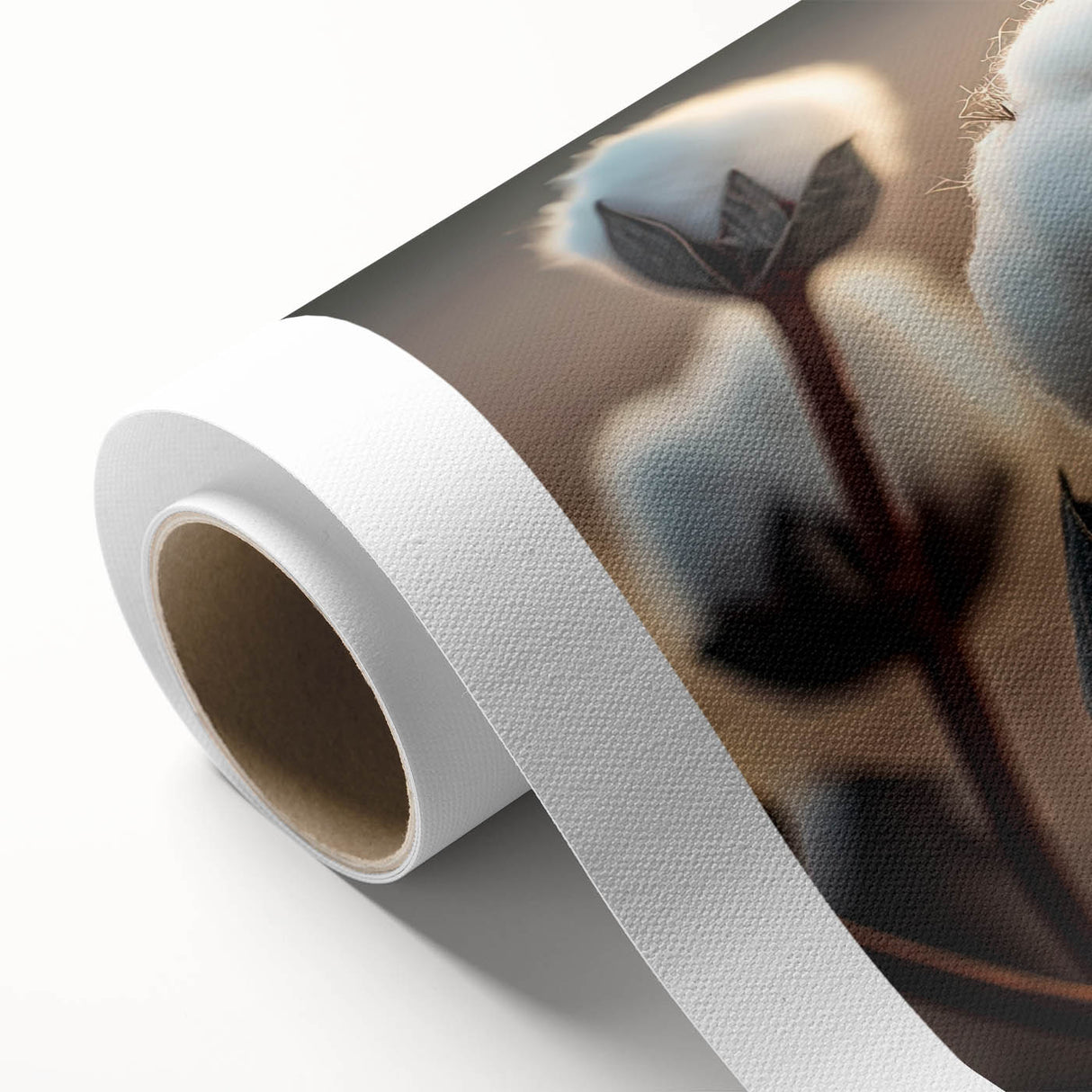 Rolled canvas depicting a vibrant floral botanical design with intricate details, perfect for home decor, showcasing bright colors and natural elements.