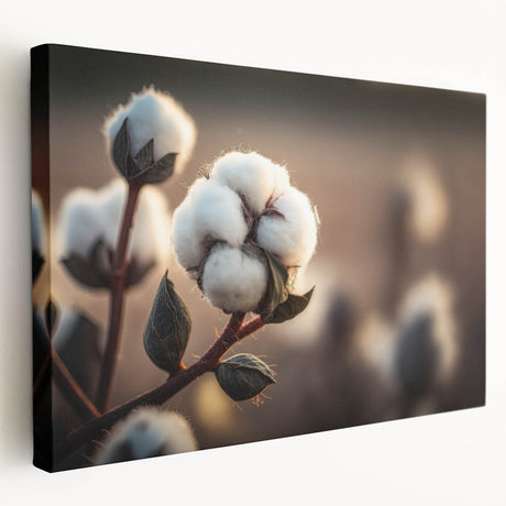 Botanical wall art design on stretched canvas showcasing vibrant floral patterns in bright colors, perfect for home decor. Side view displays high-quality craftsmanship and texture.