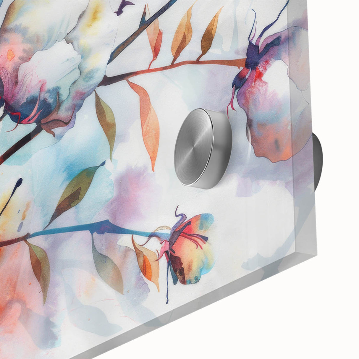 Close-up of vibrant botanical wall art featuring colorful flowers on soft cotton fabric, ideal for home decor and nature-inspired aesthetics.