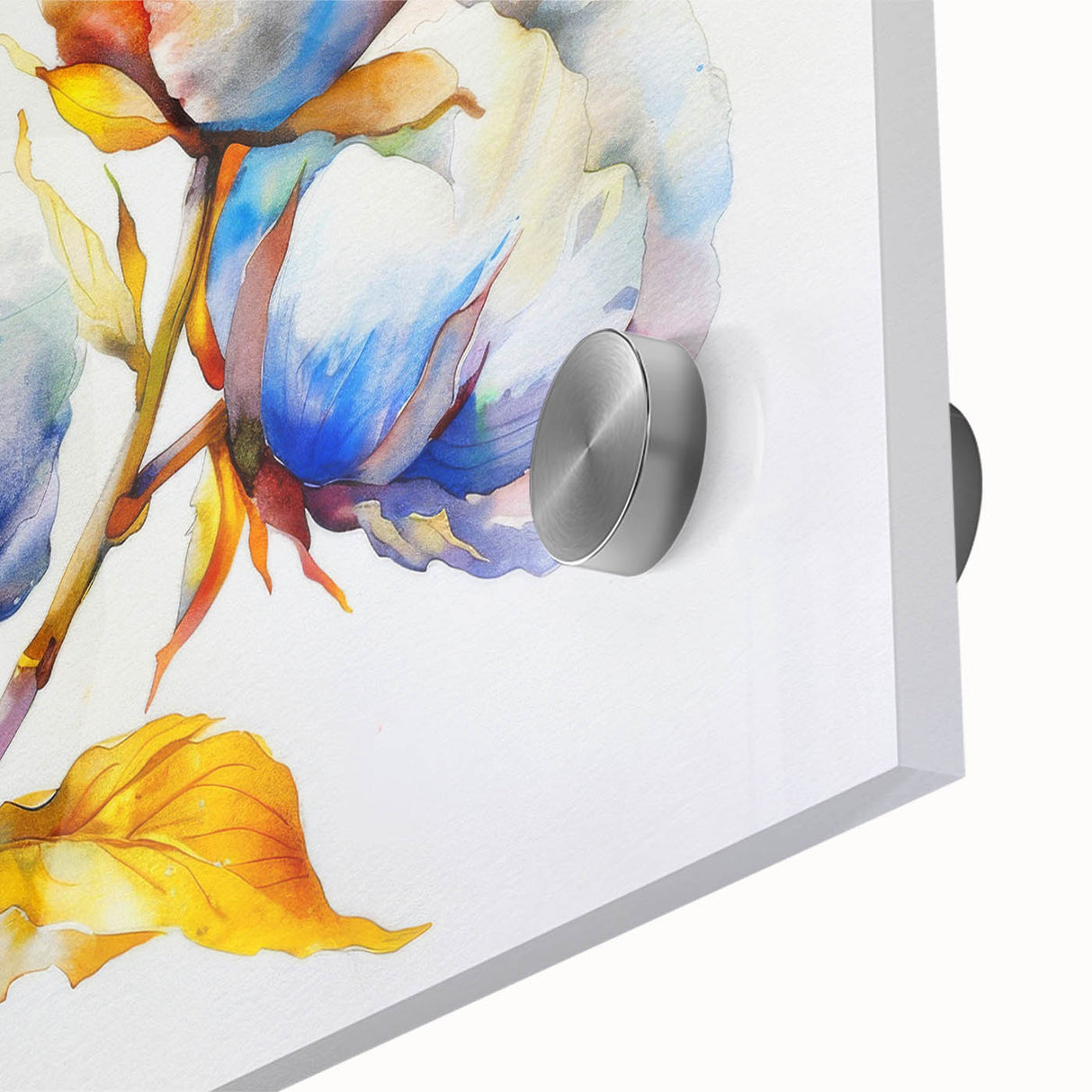 Close-up of a vibrant botanical wall art design featuring colorful flowers on high-quality cotton fabric, perfect for home decor and nature enthusiasts.