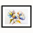Elegant black-framed wall art featuring a botanical cotton design of vibrant flowers, ideal for enhancing home decor with a touch of nature's beauty.