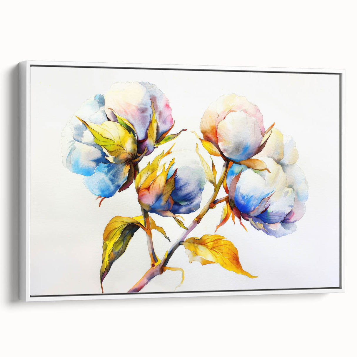 Framed canvas wall art featuring a botanical flower design on cotton, showcasing vibrant colors and intricate details, perfect for home decor or gifting.