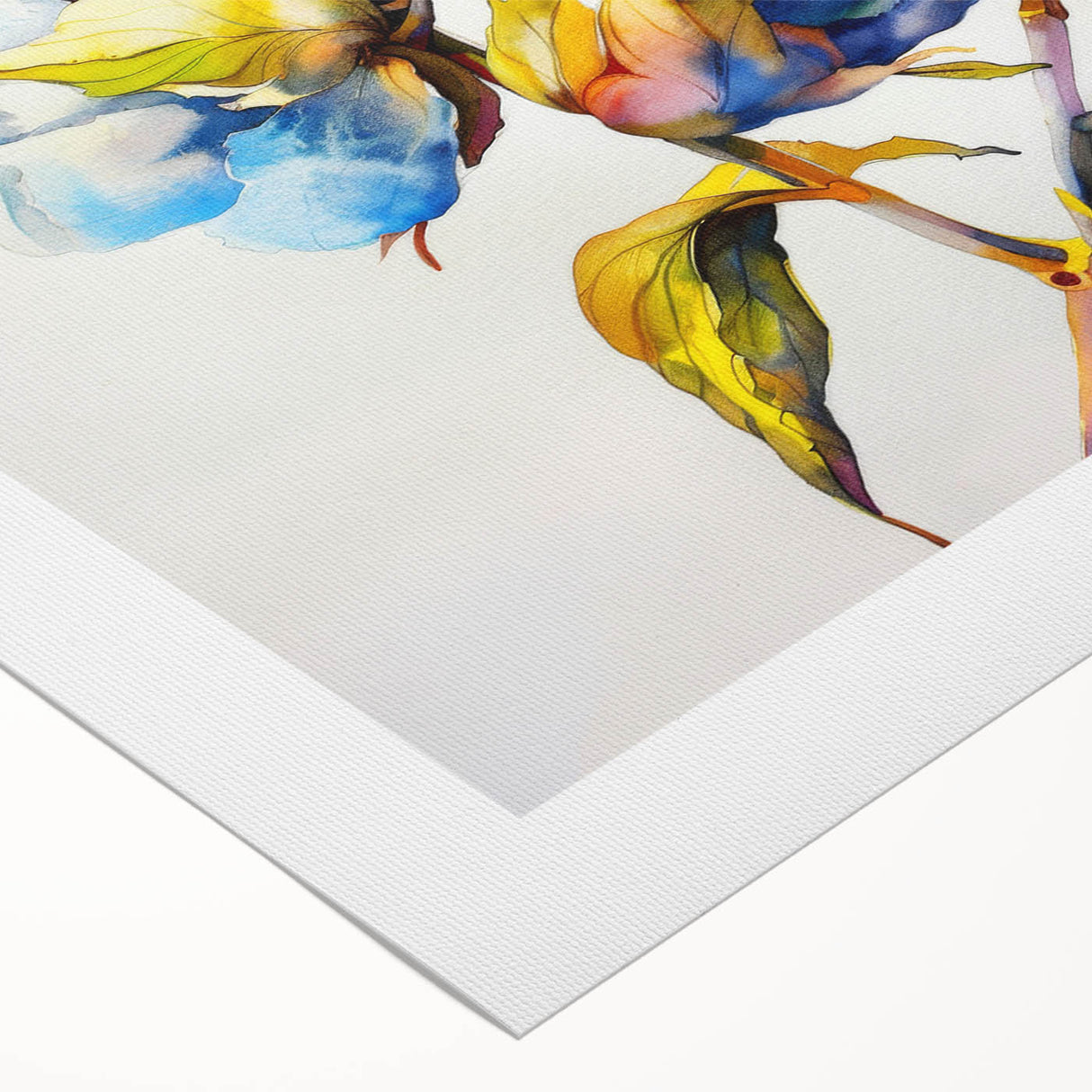 Rolled canvas showcasing a vibrant botanical flower design in rich colors, perfect for home decor, emphasizing nature's beauty and artistry in wall art.