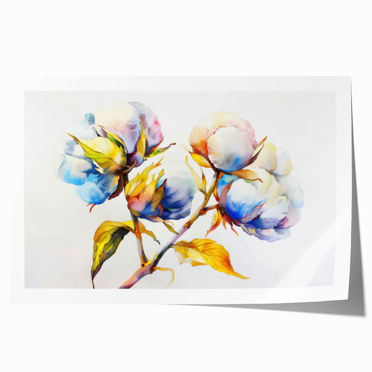 Botanical wall art print showcasing a vibrant floral design on high-quality cotton, rolled for easy framing. Ideal for nature lovers and home decor enthusiasts.