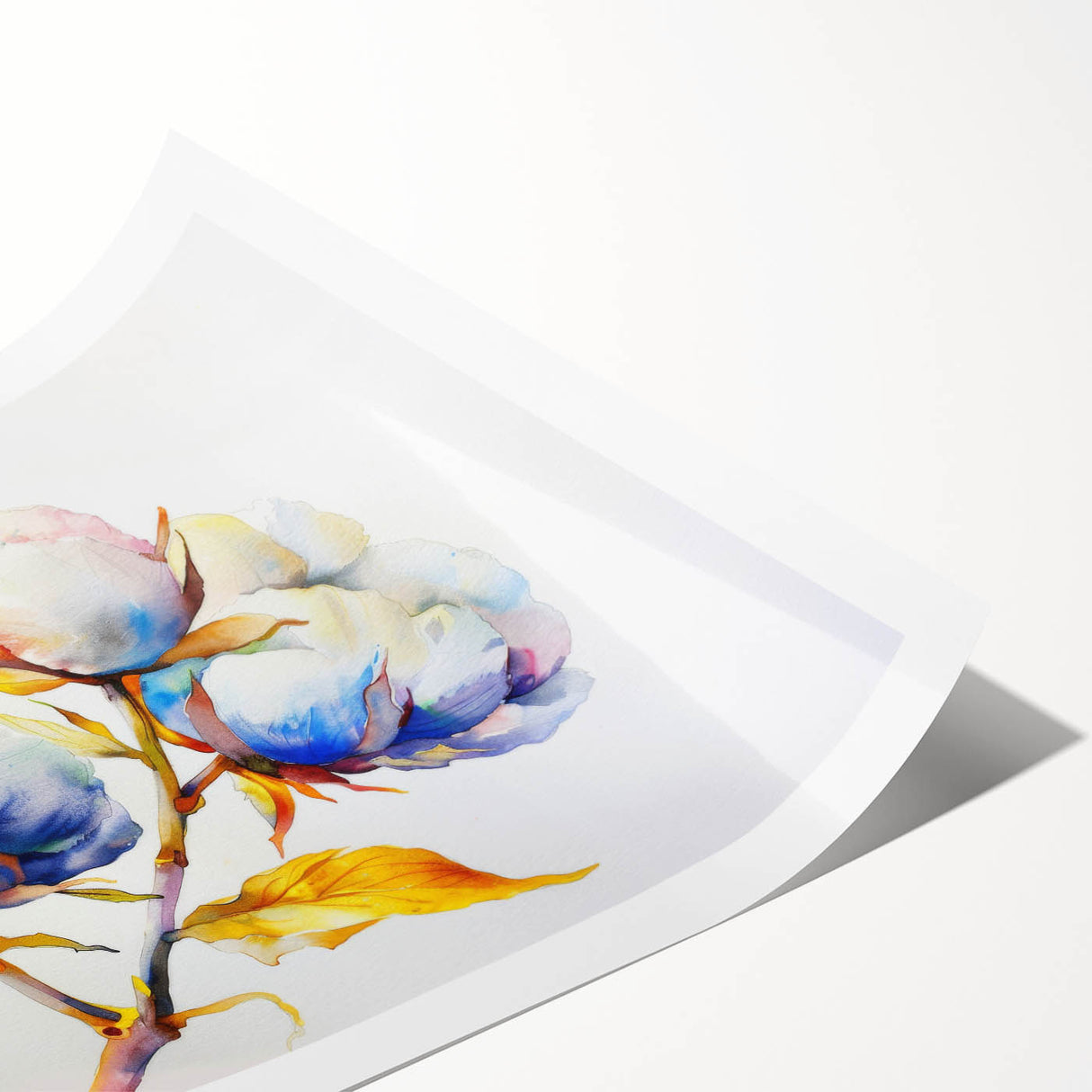 Botanical wall art print featuring an intricate floral design on cotton, showcasing vibrant colors and delicate details, perfect for home decor or gallery display.