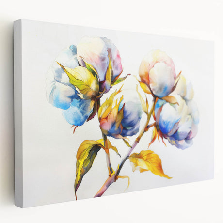 Stretched canvas wall art showcasing a vibrant botanical flower design, featuring intricate details and rich colors, perfect for home decor.