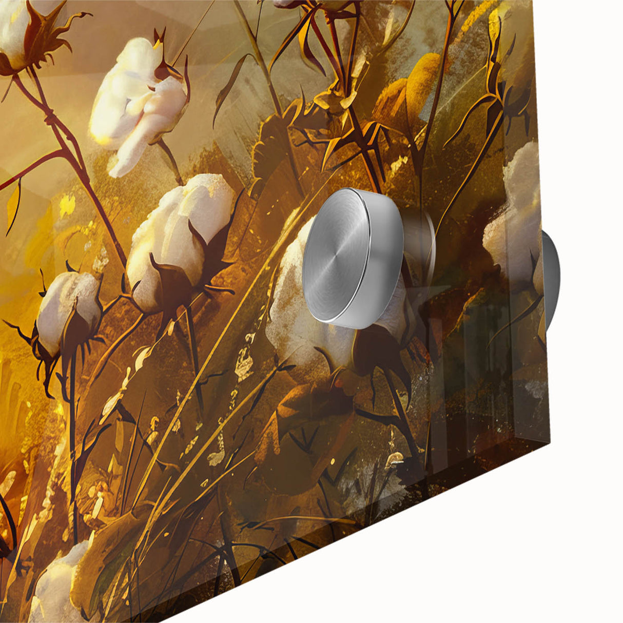 Close-up of colorful botanical wall art featuring vibrant flower designs on cotton fabric, ideal for enhancing home decor and adding a touch of nature.