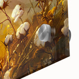 Close-up of colorful botanical wall art featuring vibrant flower designs on cotton fabric, ideal for enhancing home decor and adding a touch of nature.