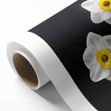 Vibrant rolled canvas wall art featuring a botanical daffodil design, showcasing intricate floral details and bright yellow colors, ideal for home decor.