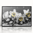 Framed wall art collection showcasing a botanical daffodil design in vibrant colors, featuring a sleek black frame for a modern aesthetic and elegant home decor.