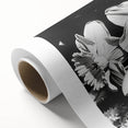 Botanical wall art featuring a vibrant daffodil design on rolled canvas, perfect for home decor. The artwork showcases bright yellow petals against a soft background, ideal for adding a touch of nature to any space.