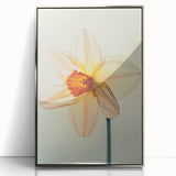 Framed wall art displaying a vibrant botanical daffodil design with silver-acrylic accents, perfect for adding a touch of elegance to home decor.
