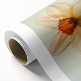 Botanical wall art featuring a vibrant daffodil design on rolled canvas, showcasing bright yellows and greens, ideal for home decor and floral enthusiasts.