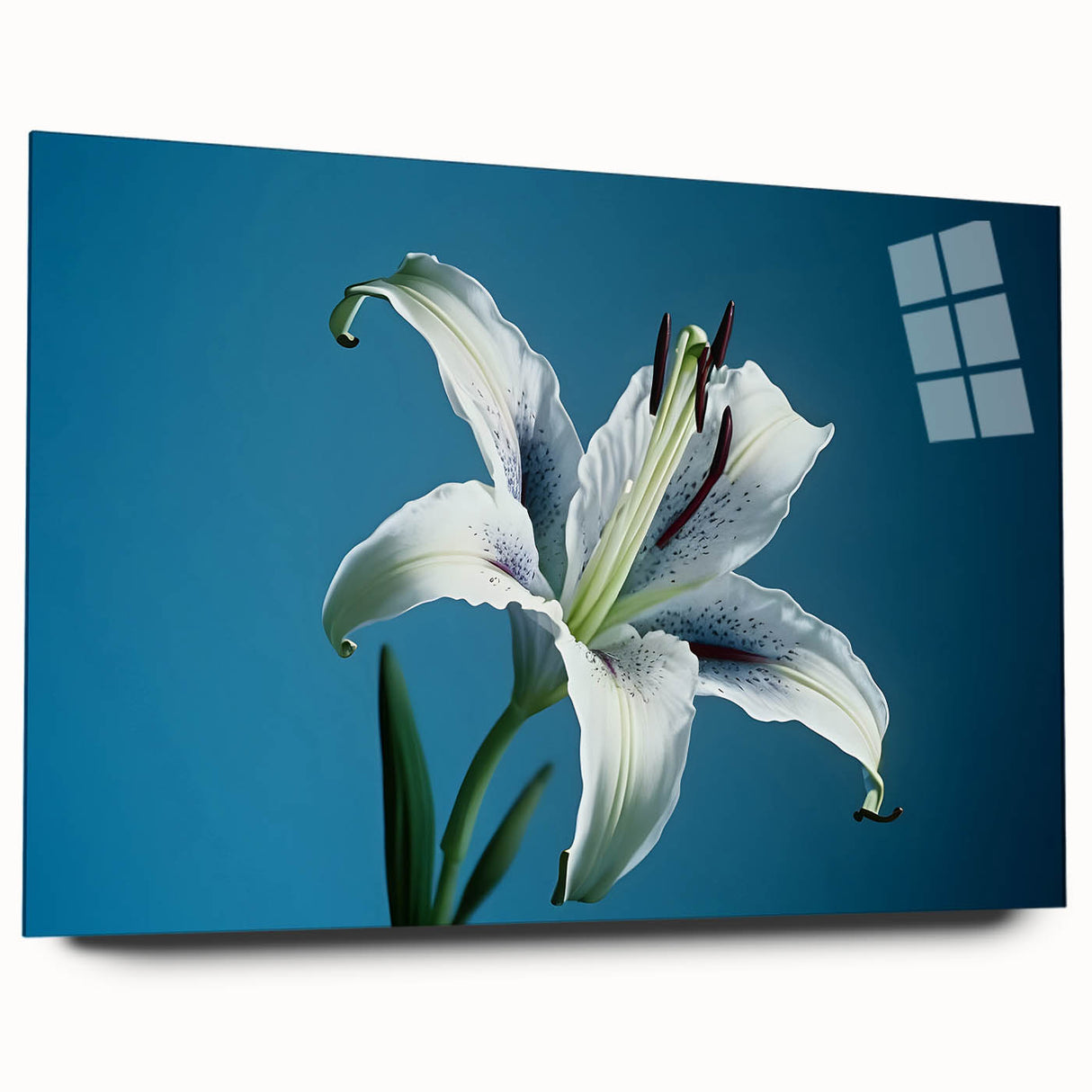 Daffodil botanical wall art collection displayed in acrylic glass, showcasing vibrant yellow flowers and delicate green stems, perfect for home decor.