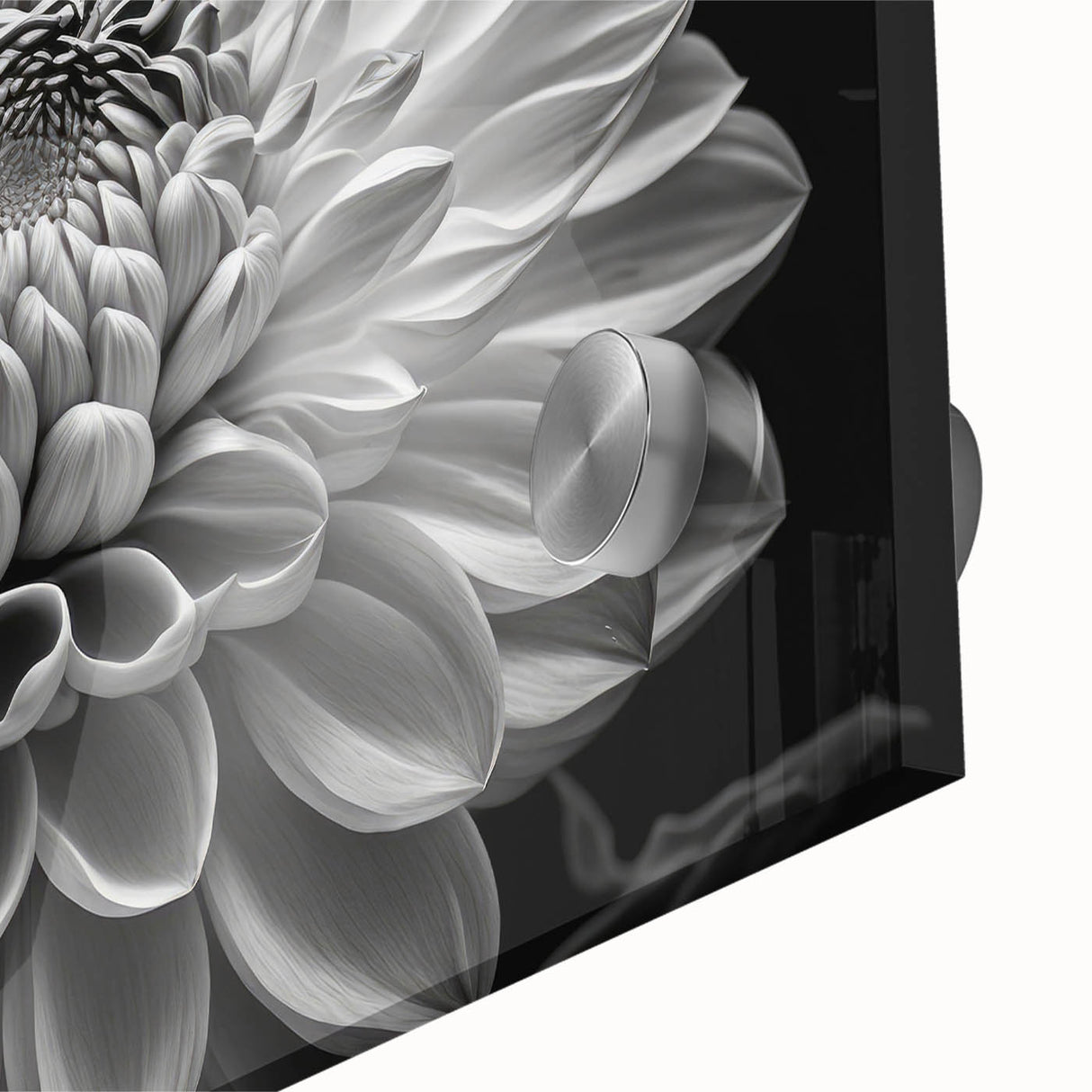 Close-up of a vibrant botanical dahlia wall art design, showcasing intricate floral details and rich colors, perfect for home decor and enhancing interior spaces.