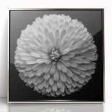 Framed wall art showcasing a botanical dahlia design, featuring vibrant colors and intricate details, displayed in a sleek silver frame. Perfect for home decor.