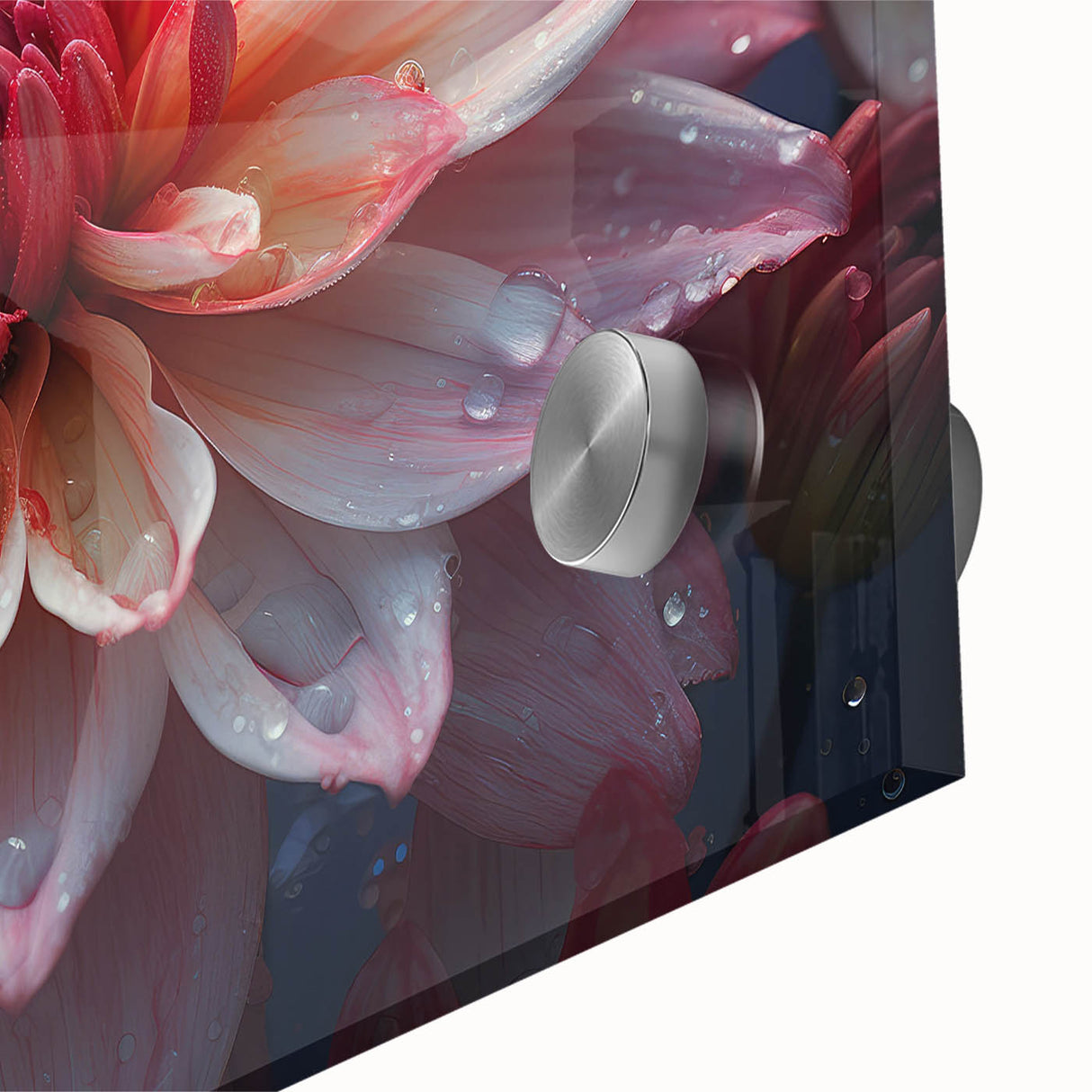 Close-up of a vibrant botanical dahlia design wall art piece, showcasing intricate details and rich colors, perfect for enhancing home decor and floral aesthetics.
