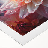 Botanical dahlia design on rolled canvas wall art, showcasing vibrant colors and intricate floral details, ideal for home decor or gifting.